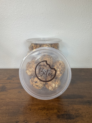 made from scratch oats + peanut butter + honey + flax + hemp hearts + mini chocolate chips